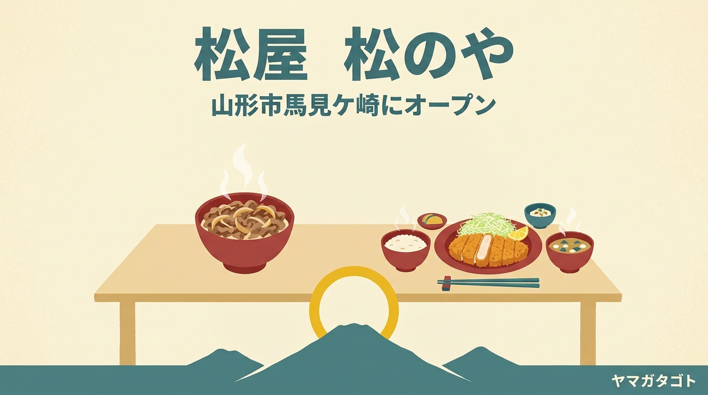 【山形市】松屋・松のや 山形馬見ケ崎店は11月上旬オープン予定｜牛めしととんかつの併設店