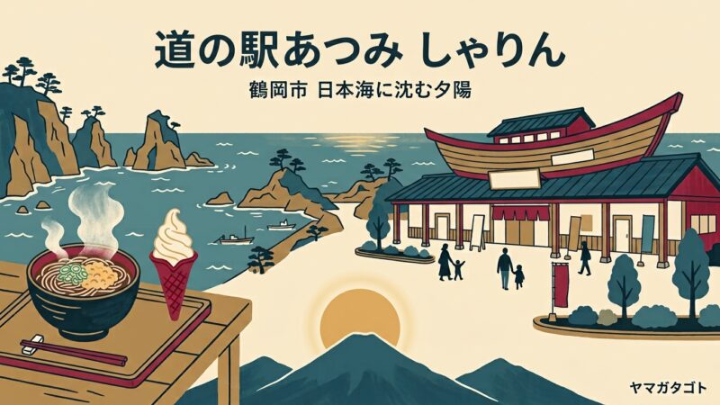 道の駅あつみ しゃりん（山形・鶴岡市）｜朝7時から開く日本海の夕陽スポット 