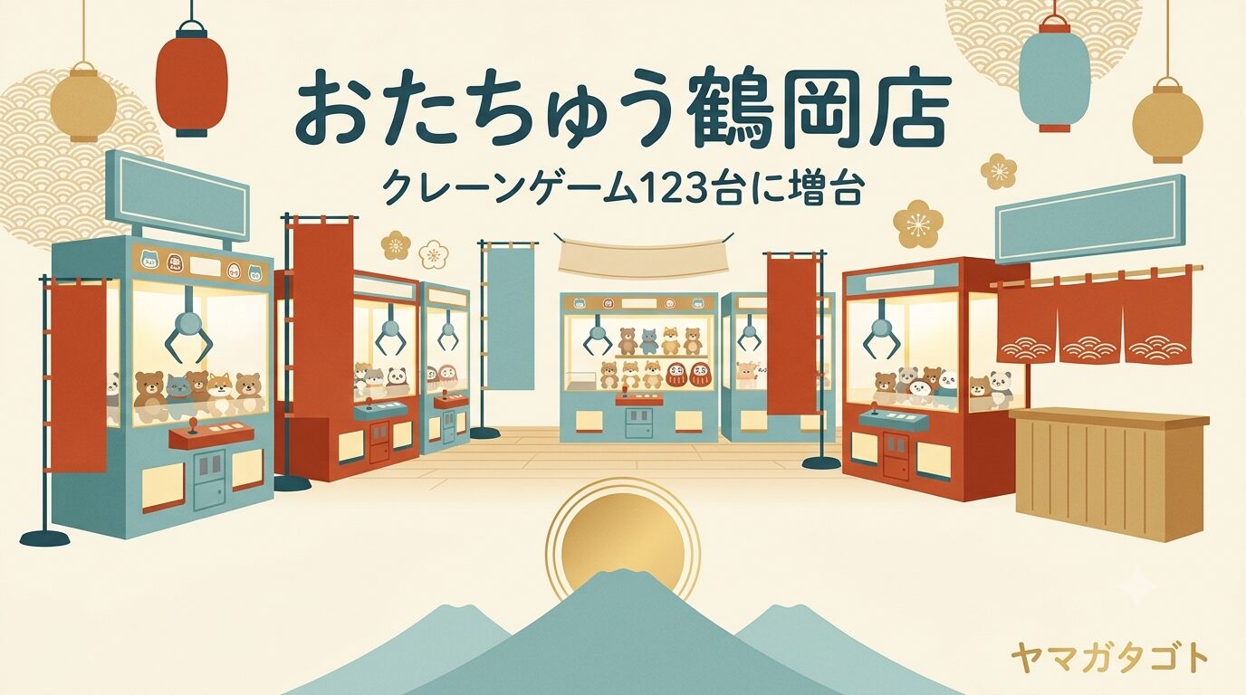 【鶴岡市】おたちゅう鶴岡店（旧お宝中古市場）｜クレーンゲーム123台