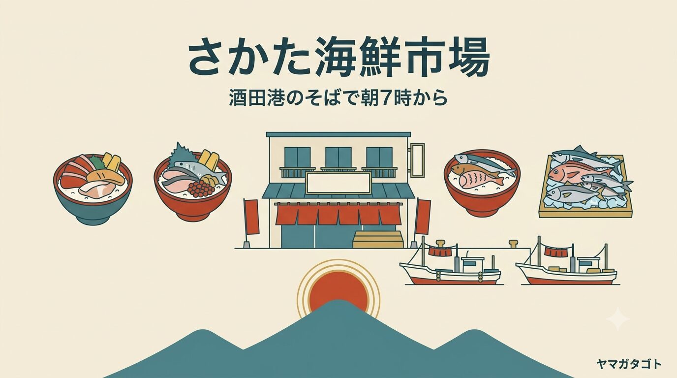 【酒田市】さかた海鮮市場は朝7時から｜とびしまのメニュー・海鮮丼・営業時間