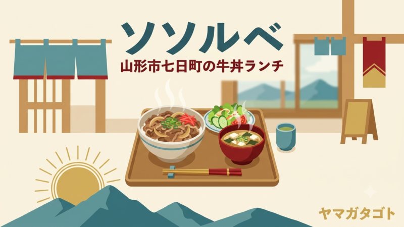 【山形市】七日町「ソソルベ」が昼は牛丼専門店に｜880円でサラダ・味噌汁付き 