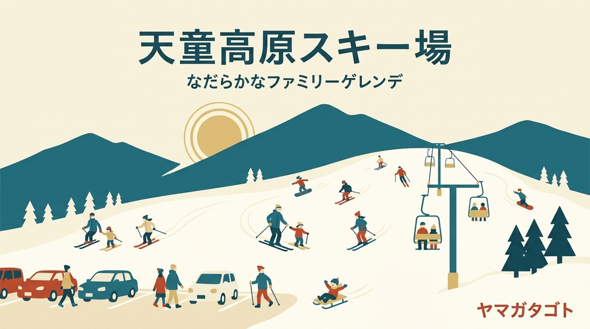 天童高原スキー場（山形県天童市）｜車を降りてすぐのなだらかな