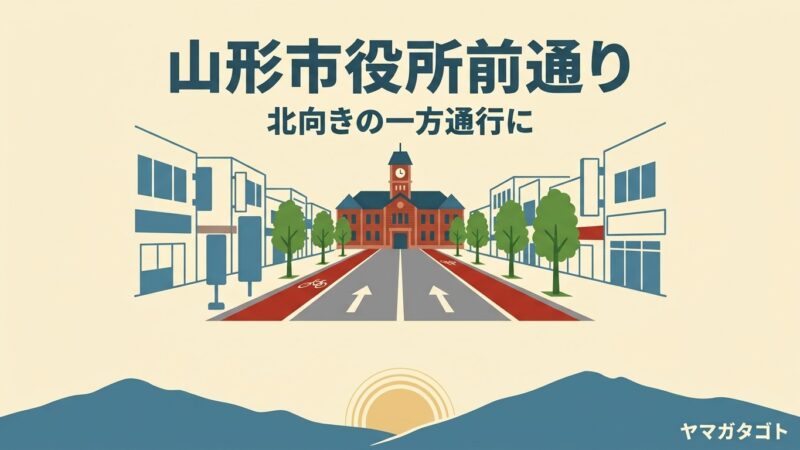 山形市役所前の一方通行はいつから｜10月31日6時から北向きだけ バス停⑤⑥も移動