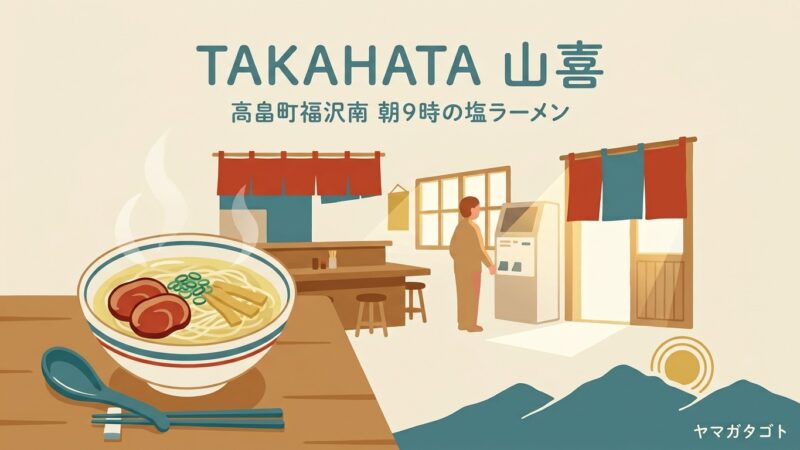 TAKAHATA 山喜（山形・高畠町）のメニューと値段｜朝9時から開く塩ラーメンの待ち方 