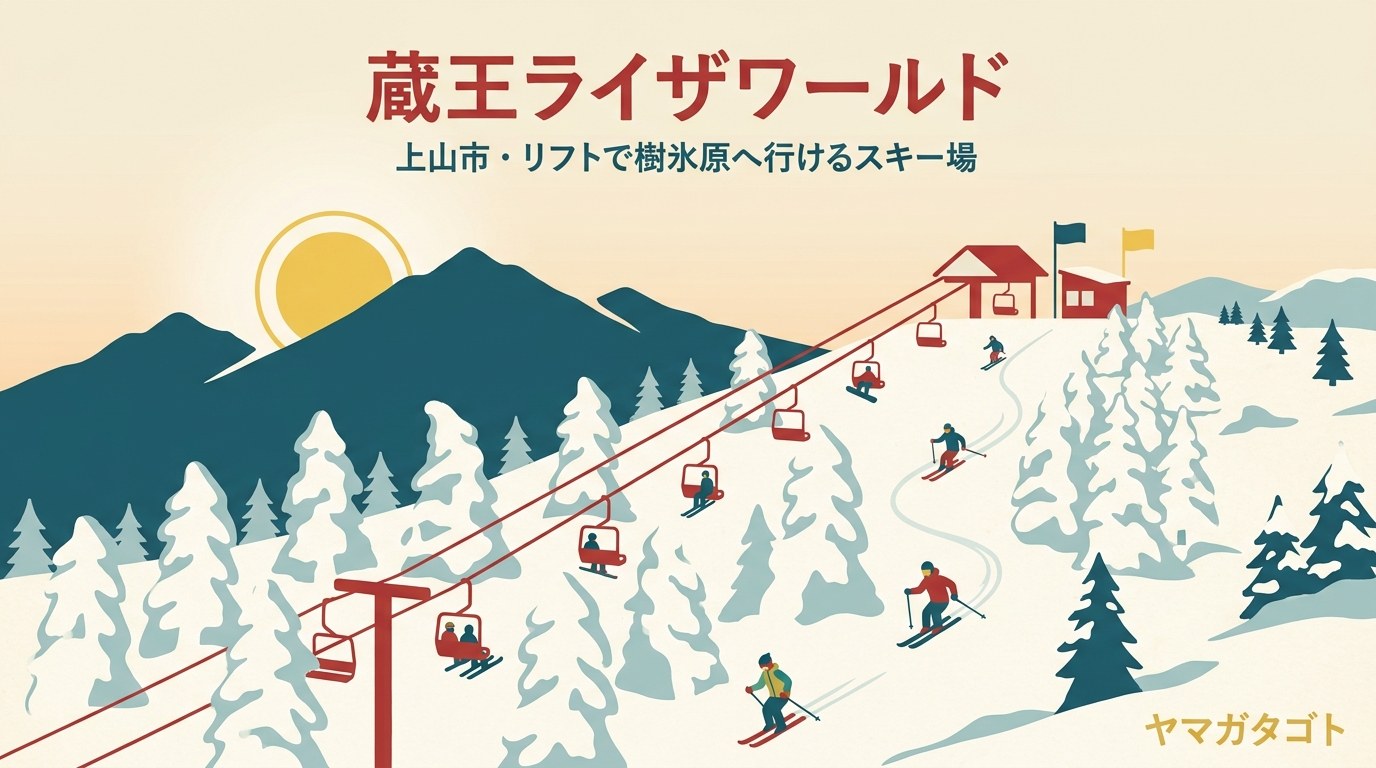 蔵王ライザワールド（山形県上山市）｜リフト2本で樹氷原へ・12月11日オープン予定